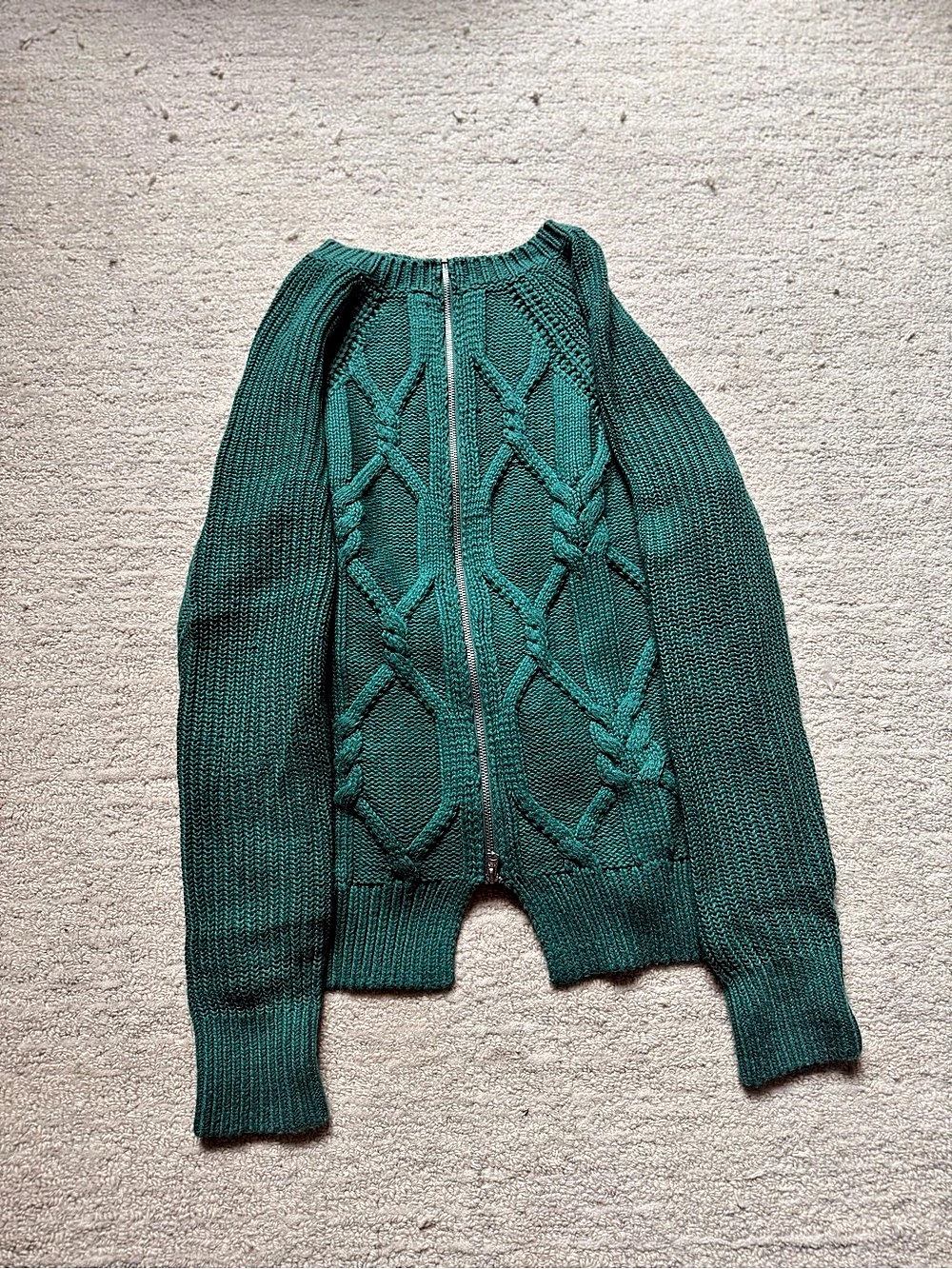 Abercrombie & Fitch Cable Knit Zip Sweater in Green Size Small